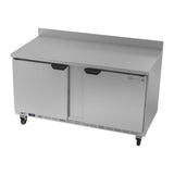 Beverage Air WTF60AHC 60" two solid doors worktop freezer, side angle view, doors closed