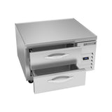 Beverage Air WTFCS36HC 36" two drawers chef base freezer, with the door open showing the interior
