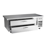 Beverage Air WTFCS60HC-64 64" two drawers chef base freezer, with the door open showing the interior