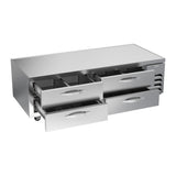 Beverage Air WTFCS72HC 72" four drawers chef base freezer, with the door open showing the interior