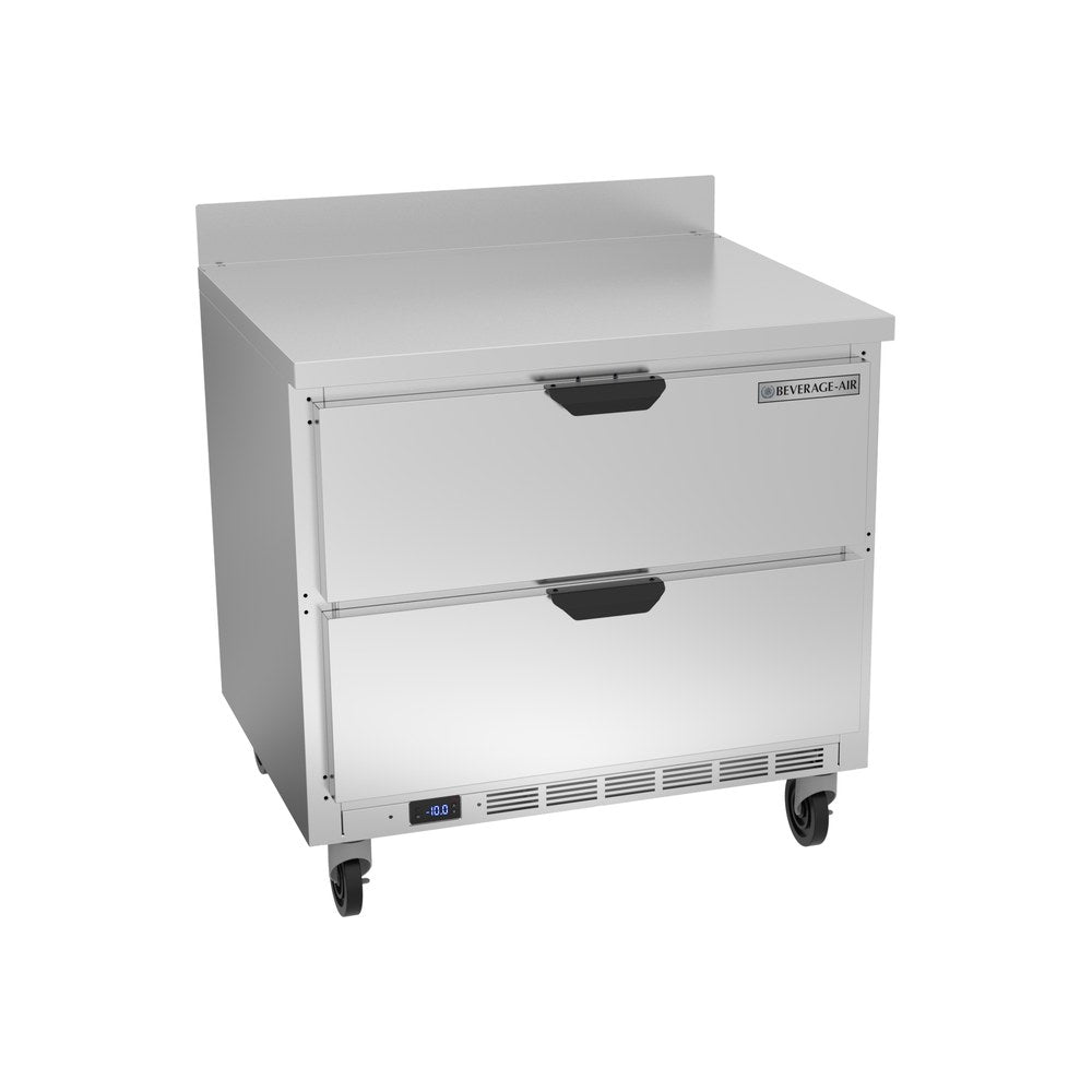 Beverage Air WTFD36AHC-2 36" two drawers worktop freezer, front view, drawers closed