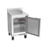 Beverage Air WTR20HC-FIP 20" one solid door worktop refrigerator, with the door open showing the interior