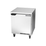 Beverage Air WTR27AHC-FLT 27" one solid door worktop refrigerator, side angle view, door closed