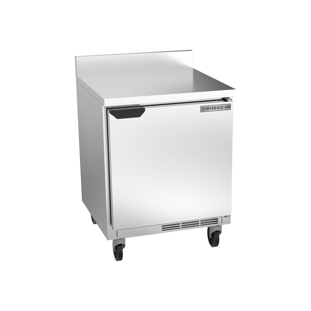 Beverage Air WTR27HC-FIP 27" one solid door worktop refrigerator, front view, door closed