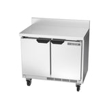 Beverage Air WTR34HC-FIP 34" two solid doors worktop refrigerator, side angle view, doors closed