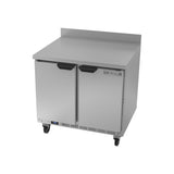 Beverage Air WTR36AHC 36" two solid doors worktop refrigerator, side angle view, doors closed