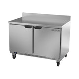 Beverage Air WTR48AHC-FIP 48" two solid doors worktop refrigerator, side angle view, doors closed