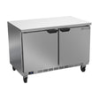 Beverage Air WTR48AHC-FLT 48" two solid doors worktop refrigerator, front view, doors closed
