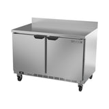 Beverage Air WTR48AHC 48" two solid doors worktop refrigerator, side angle view, doors closed
