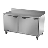 Beverage Air WTR60AHC-FIP 60" two solid doors worktop refrigerator, side angle view, doors closed