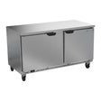 Beverage Air WTR60AHC-FLT 60" two solid doors worktop refrigerator, front view, doors closed