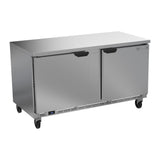 Beverage Air WTR60AHC-FLT 60" two solid doors worktop refrigerator, front view, doors closed