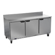 Beverage Air WTR72AHC-FIP 72" three solid doors worktop refrigerator, front view, doors closed