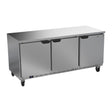 Beverage Air WTR72AHC-FLT 72" three solid doors worktop refrigerator, front view, doors closed