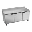 Beverage Air WTR72AHC 72" three solid doors worktop refrigerator, front view, doors closed