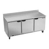 Beverage Air WTR72AHC 72" three solid doors worktop refrigerator, front view, doors closed