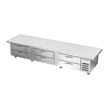 Beverage Air WTRCS112HC-120 120" six drawers chef base refrigerator, side angle view, door closed