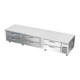 Beverage Air WTRCS112HC 112" six drawers chef base refrigerator, side angle view, door closed