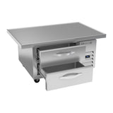 Beverage Air WTRCS36HC-48 48" two drawers chef base refrigerator, with the door open showing the interior