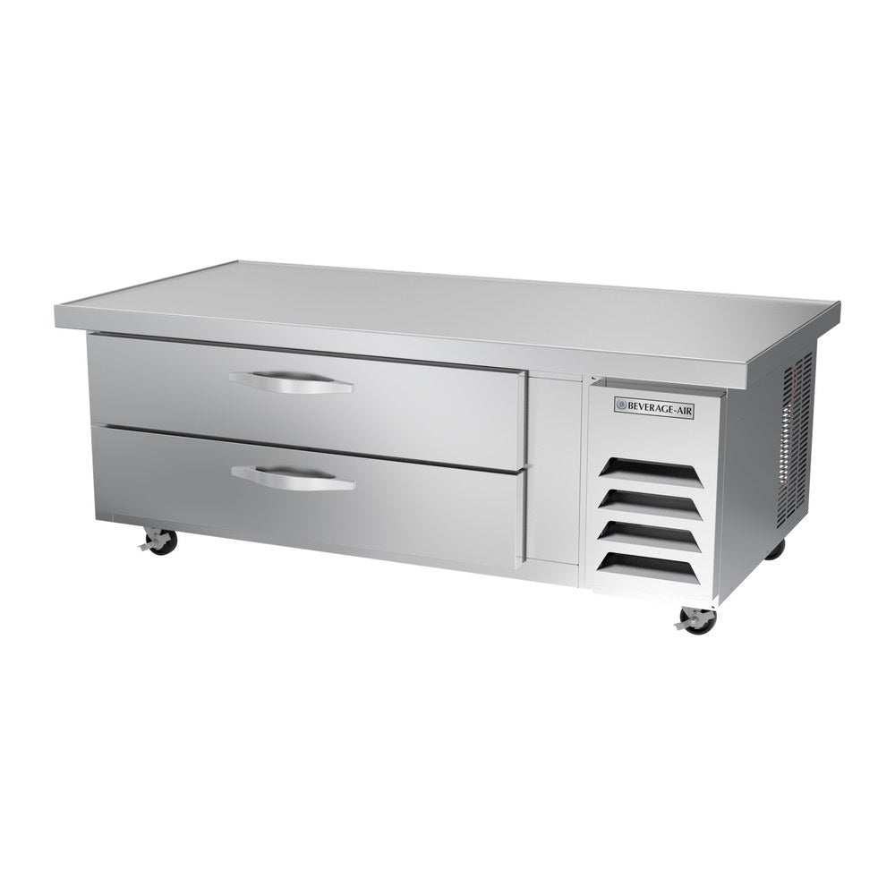 Beverage Air WTRCS60HC-64 64" two drawers chef base refrigerator, side angle view, door closed