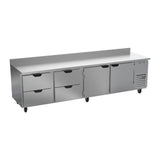 Beverage Air WTRD119AHC-4 118-7/8" two doors and four drawers worktop refrigerator, front view, doors closed