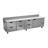 Beverage Air WTRD119AHC-6 118-7/8" one door and six drawers worktop refrigerator, front view, door closed