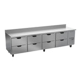Beverage Air WTRD119AHC-8 118-7/8" eight drawers worktop refrigerator, front view, door closed