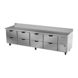 Beverage Air WTRD119AHC-8 118-7/8" eight drawers worktop refrigerator, side angle view, door closed