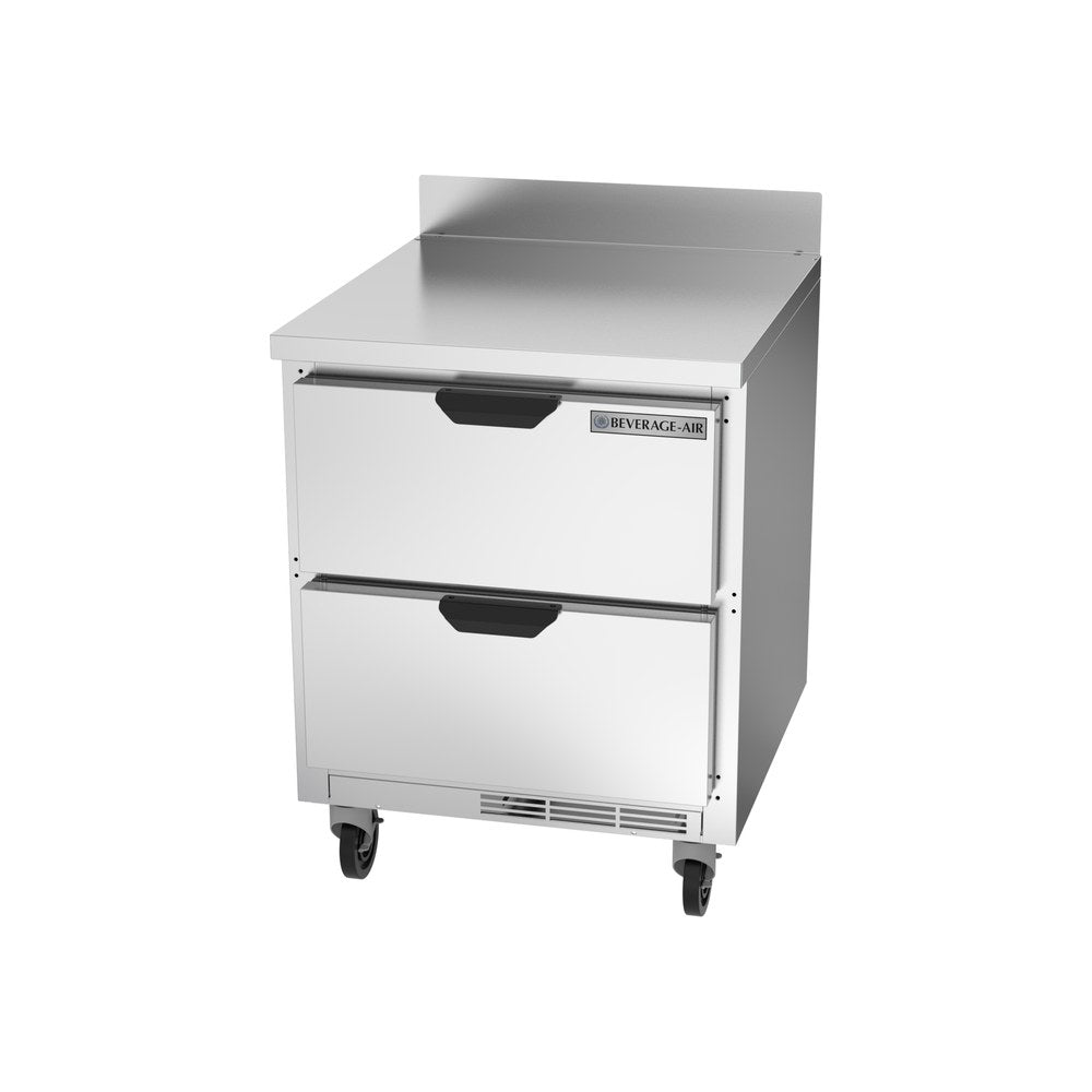 Beverage Air WTRD27AHC-2 27" two drawers worktop refrigerator, side angle view, door closed