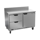 Beverage Air WTRD48AHC-2 48" one door and two drawers worktop refrigerator, front view, door closed