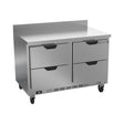 Beverage Air WTRD48AHC-4 48" four drawers worktop refrigerator, front view, door closed