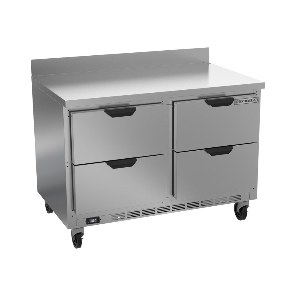 Beverage Air WTRD48AHC-4 48" four drawers worktop refrigerator, front view, door closed