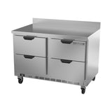 Beverage Air WTRD48AHC-4 48" four drawers worktop refrigerator, side angle view, door closed