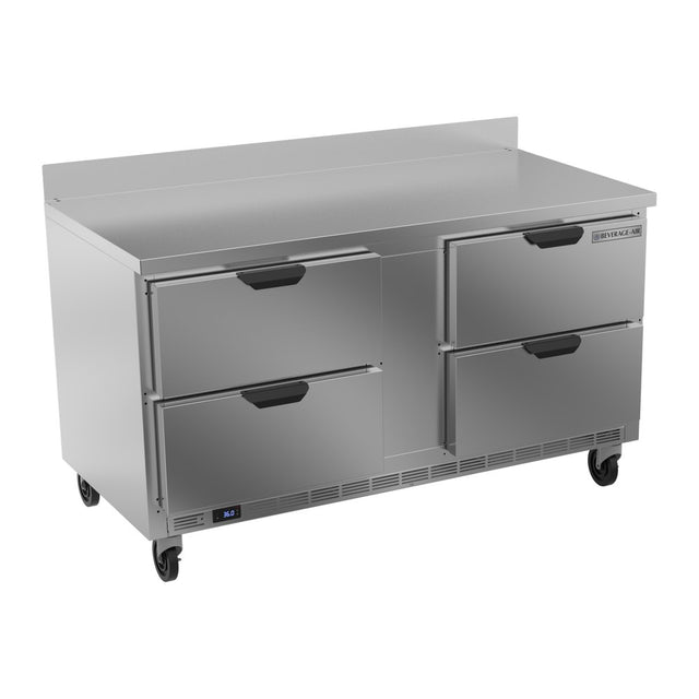 Beverage Air WTRD60AHC-4 60" four drawers worktop refrigerator, front view, door closed
