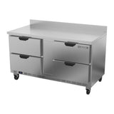 Beverage Air WTRD60AHC-4 60" four drawers worktop refrigerator, side angle view, door closed