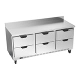 Beverage Air WTRD72AHC-6-FIP 72" six drawers worktop refrigerator, front view, door closed