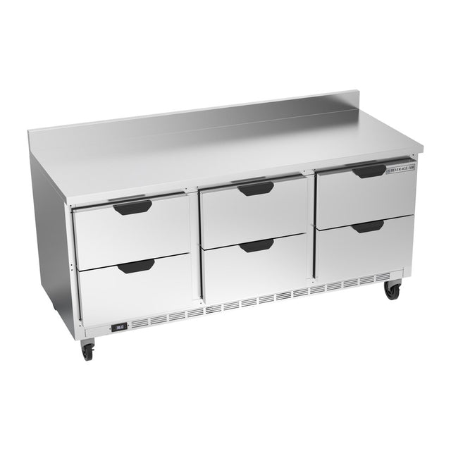 Beverage Air WTRD72AHC-6-FIP 72" six drawers worktop refrigerator, front view, door closed
