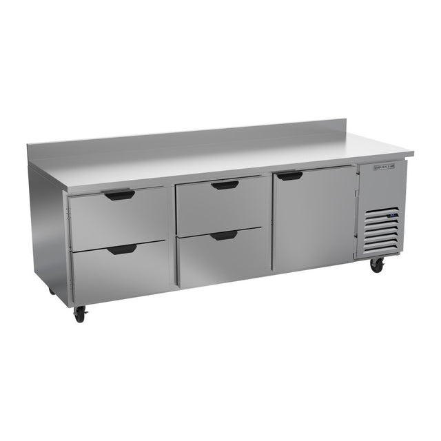 Beverage Air WTRD93AHC-4 93-1/8" one door and four drawers worktop refrigerator, front view, door closed