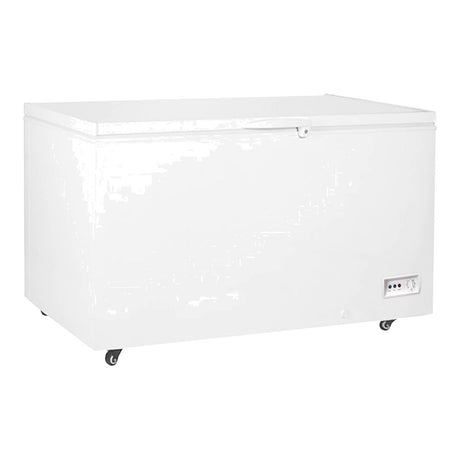 Black Diamond BDCF-13R 50-1/4 inch solid lid chest freezer with lids closed, front view