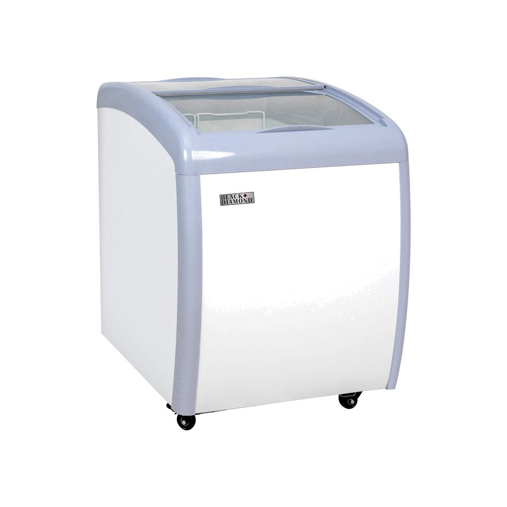Black Diamond BDCF-6-CG 26-1/8 inch curved glass top display freezer with lids closed, front view