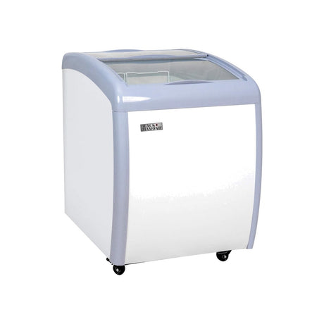 Black Diamond BDCF-6-CG 26-1/8 inch curved glass top display freezer with lids closed, front view