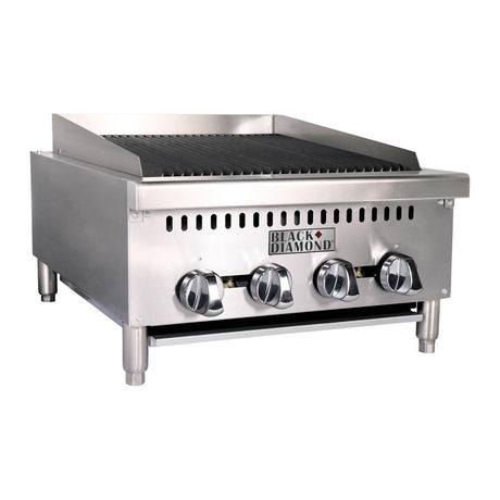 Black Diamond BDCTC-24 24" Heavy Duty Radiant Gas Charbroiler, 4 Burners, 80,000 BTU