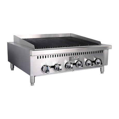 Black Diamond BDCTC-36 36" Heavy Duty Radiant Gas Charbroiler, 6 Burners, 120,000 BTU