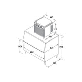 Follett D414AT shown top-mounted on an ice storage bin (bin sold separately), spec sheet drawing