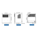 Follett IM-0485-AQ front, side and rear dimensional drawing from the specification sheet