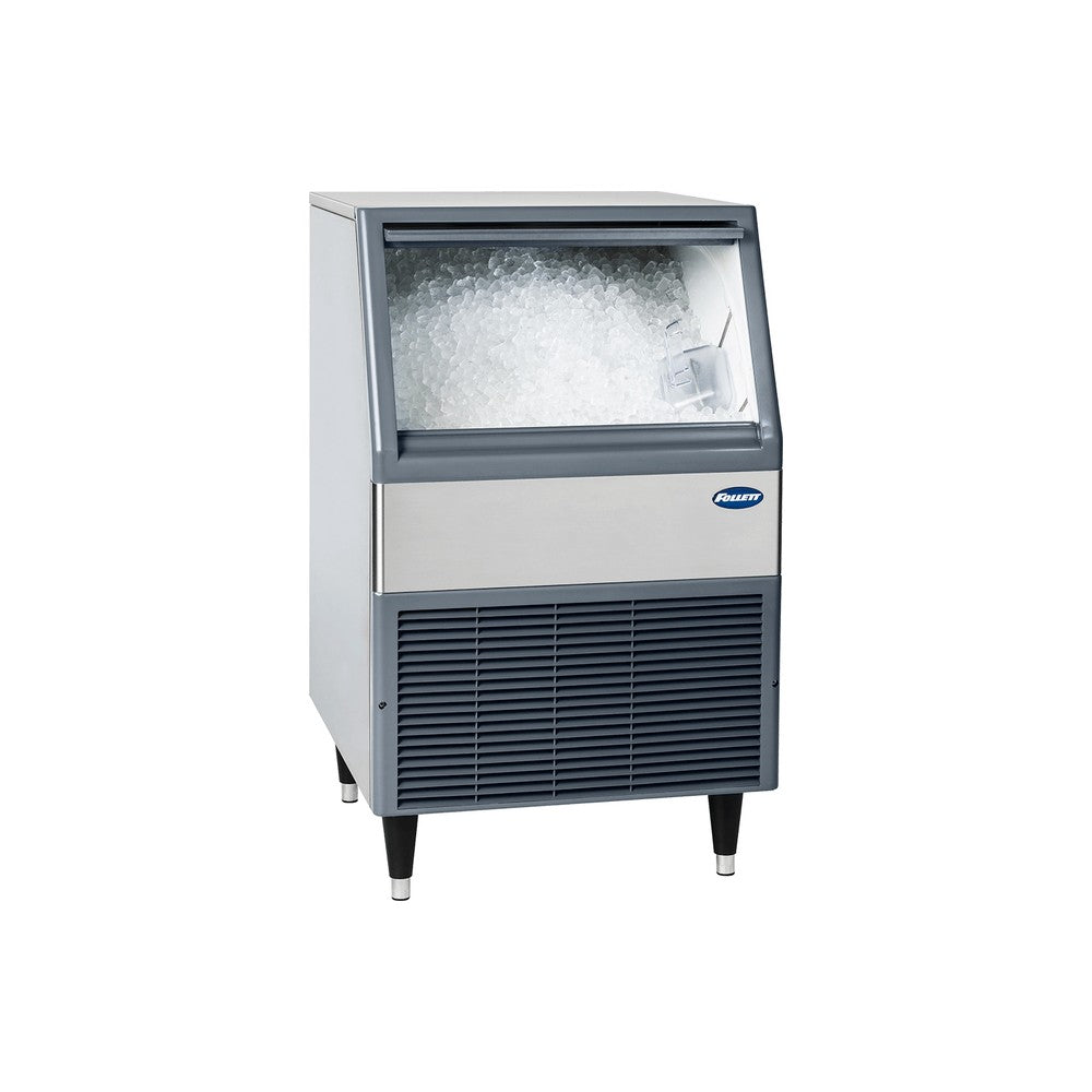 Follett Maestro Plus UMD414A80 with the bin door open, showing the 75 lb ice storage bin