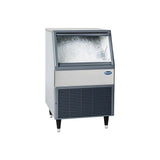 Follett Maestro Plus UMD414A80 with the bin door open, showing the 75 lb ice storage bin