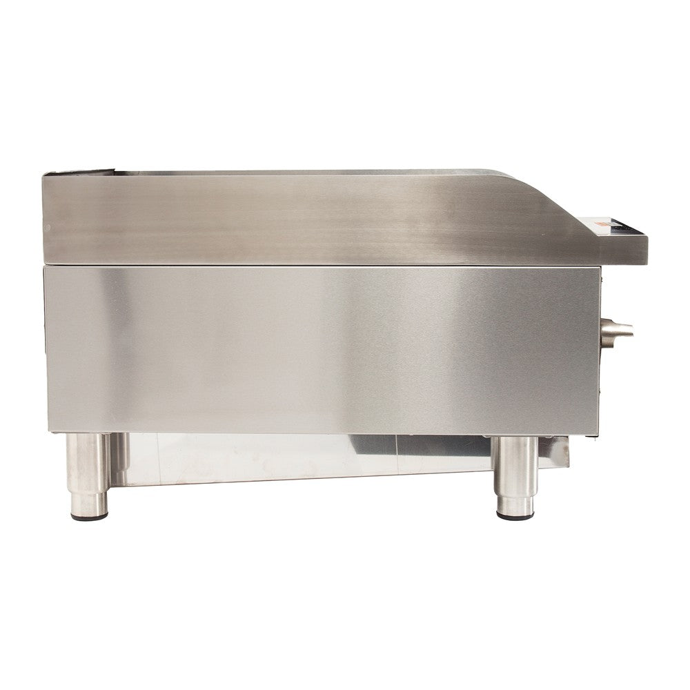 Globe GCB15G-SR 15" countertop gas charbroiler, radiant, side view