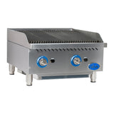 Globe GCB24G-SR 24" countertop gas charbroiler, radiant, front view