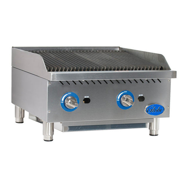 Globe GCB24G-SR 24" countertop gas charbroiler, radiant, front view